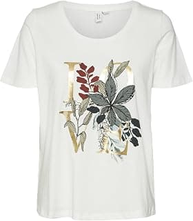 VERO MODA Women's Cotton Floral Regular Fit T-Shirt