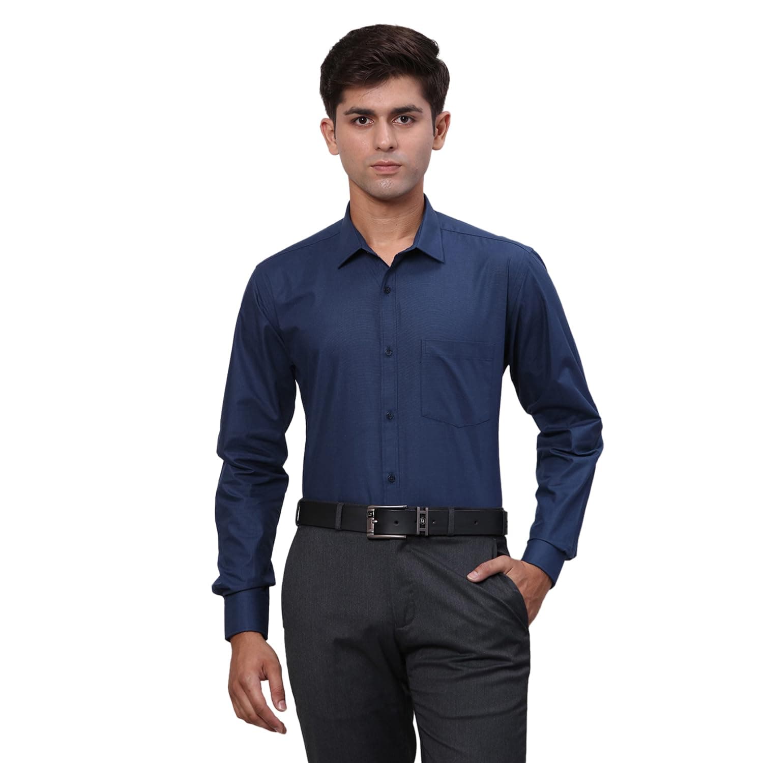 Park Avenue Men's Slim Fit Structure Pattern Pure Cotton Semi Cutaway Collar Full Sleeve Shirt