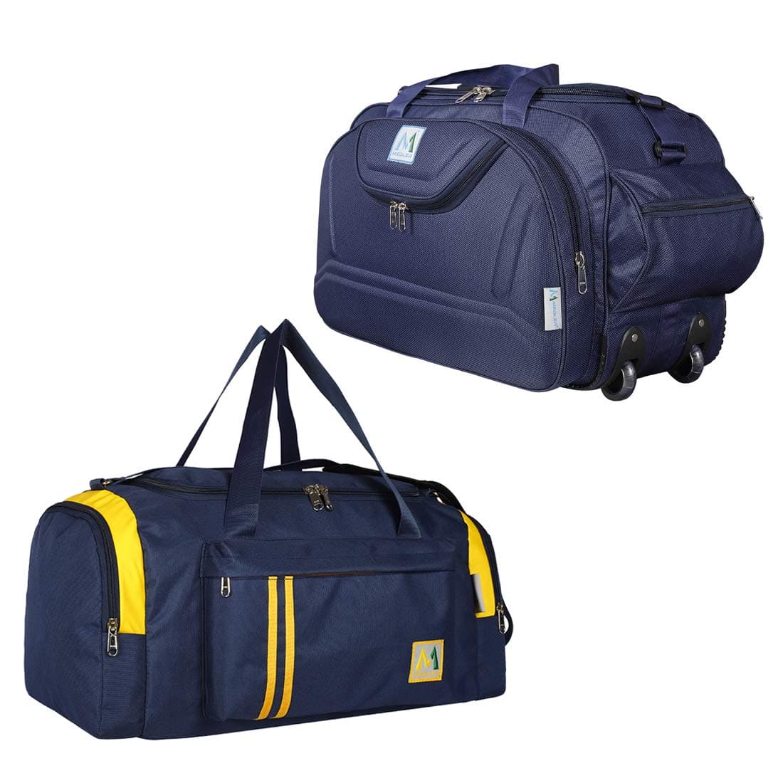 M MEDLER Epoch-Apricate Nylon Waterproof Combo Travel Duffle Bags - Navy Blue (Set Of 2), 28 Cm