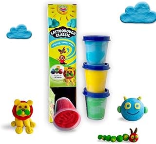 Lattooland Natural Clay Dough For Kids|Taste-Safe Clay Set|Vibrant Multi-Colours|Does Not Dry Up Easily|Soft & Safe Sensory Dough|Non-Toxic|Lab-Certified|Modelling Toy For Children(4 Colors)