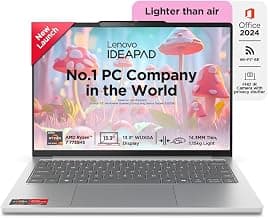 Lenovo IdeaPad Slim 5 Ryzen 7 7735HS (16GB RAM/512GB SSD/Integrated AMD Radeon 680M Graphics/WUXGA IPS Display/13.3" (33.7cm)/Windows 11/Office Home 2024/Backlit KB/Grey/1.15Kg), 83J2000HIN Laptop