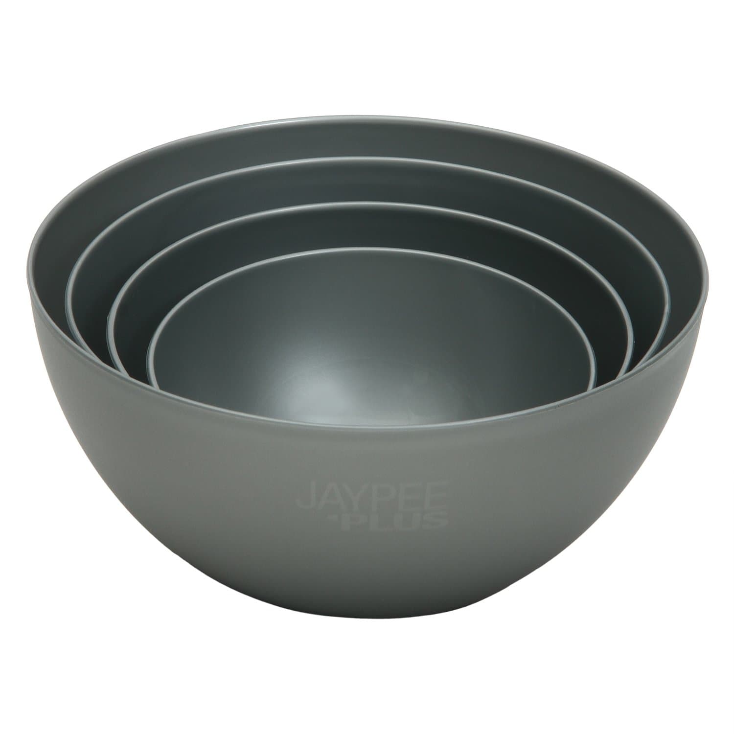 Jaypee Plus Virgin Plastic Mixing Bowl | Lightweight, Strong & Durable Bowls | Ideal for Serving, Storing & Stacking Set of 4 - (2800+2000+1200+800) ml (Grey)