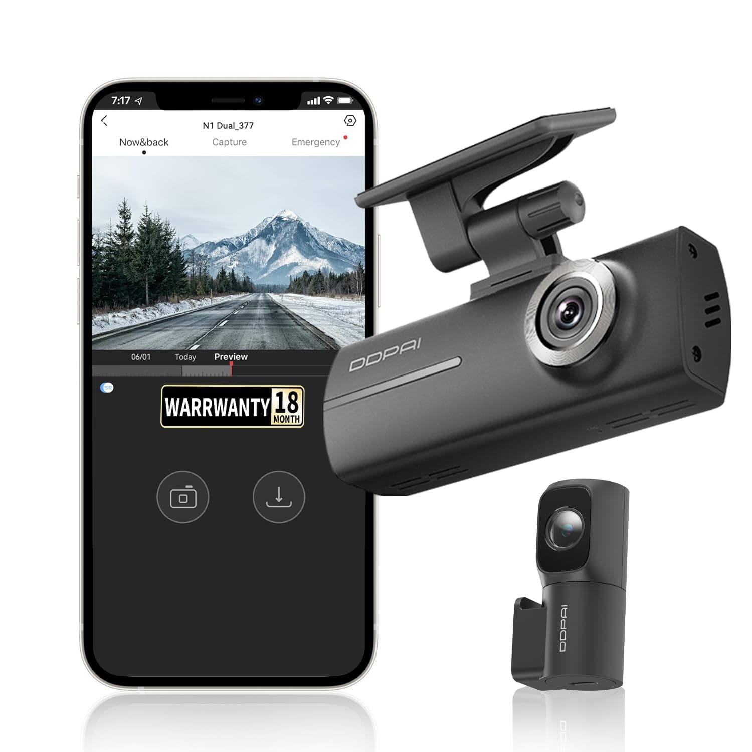 DDPAI Dual Channel Dash Cam for Car Front and Rear | 1296P Front + 1080P Rear Camera | F1.8 Aperture, Night Vision, 260° Wide Angle, G-Sensor, WiFi, Super Capacitor, Upto 256GB Storage