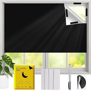HASTHIP ® Cotton Portable Blackout Curtains Shades Blinds for Windows,157" x 57" Blackout Material for Perfect Sleep,Baby Nursery,Office Use,100% Light & UV Blocking,Insulated Cooling Effect 1.45*4M