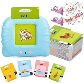 Talking, Rechargeable, Electronic Flash Cards Learning Toy, 110+ Interactive Double Sided Montessori Cards for 2–5 Year Old Boys, Educational Toy for 3 Year Old, Birthday Gift for Kids