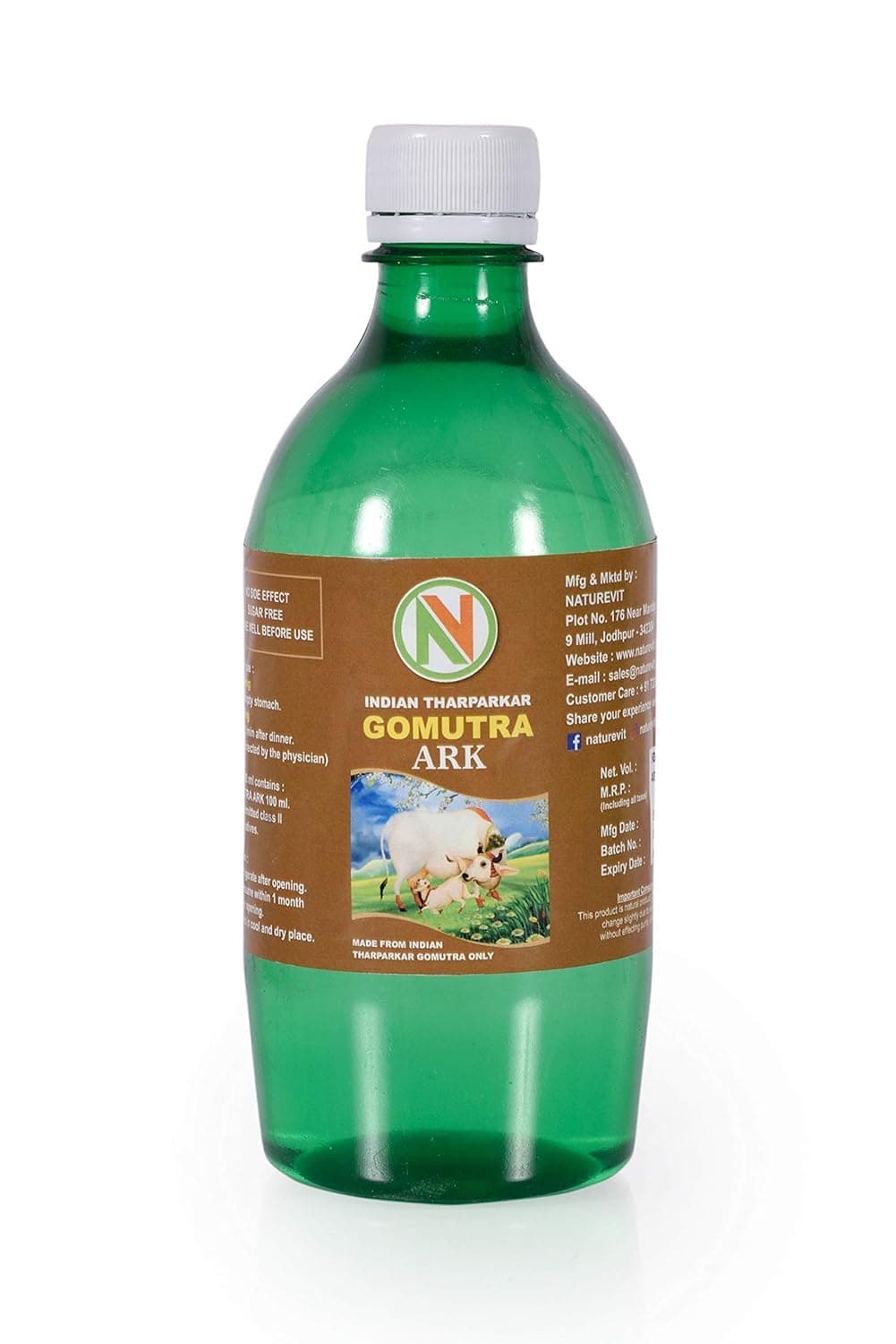 NatureVit Desi Cow Gomutra Ark,1000ml (500ml x 2 Bottle) | 100% Pure Tharparkar Go Ark | Ayurvedic Detox Tonic | Herbal Immunity Booster | No Added Sugar or Chemicals