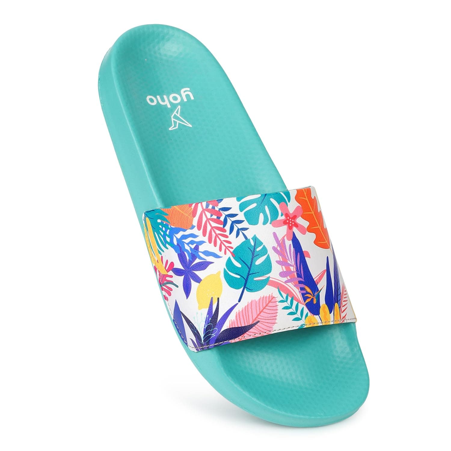 YOHO Tropica Printed Comfortable Women Slides | Stylish Rainy Footwear & Waterproof Monsoon Sandals | Soft Inner Lining On Strap