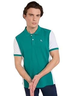Parx Men Regular Fit Cut & Sew Pattern Cotton Polyester Blend Rib Collar Half Sleeve Polo Neck Casual T-Shirt