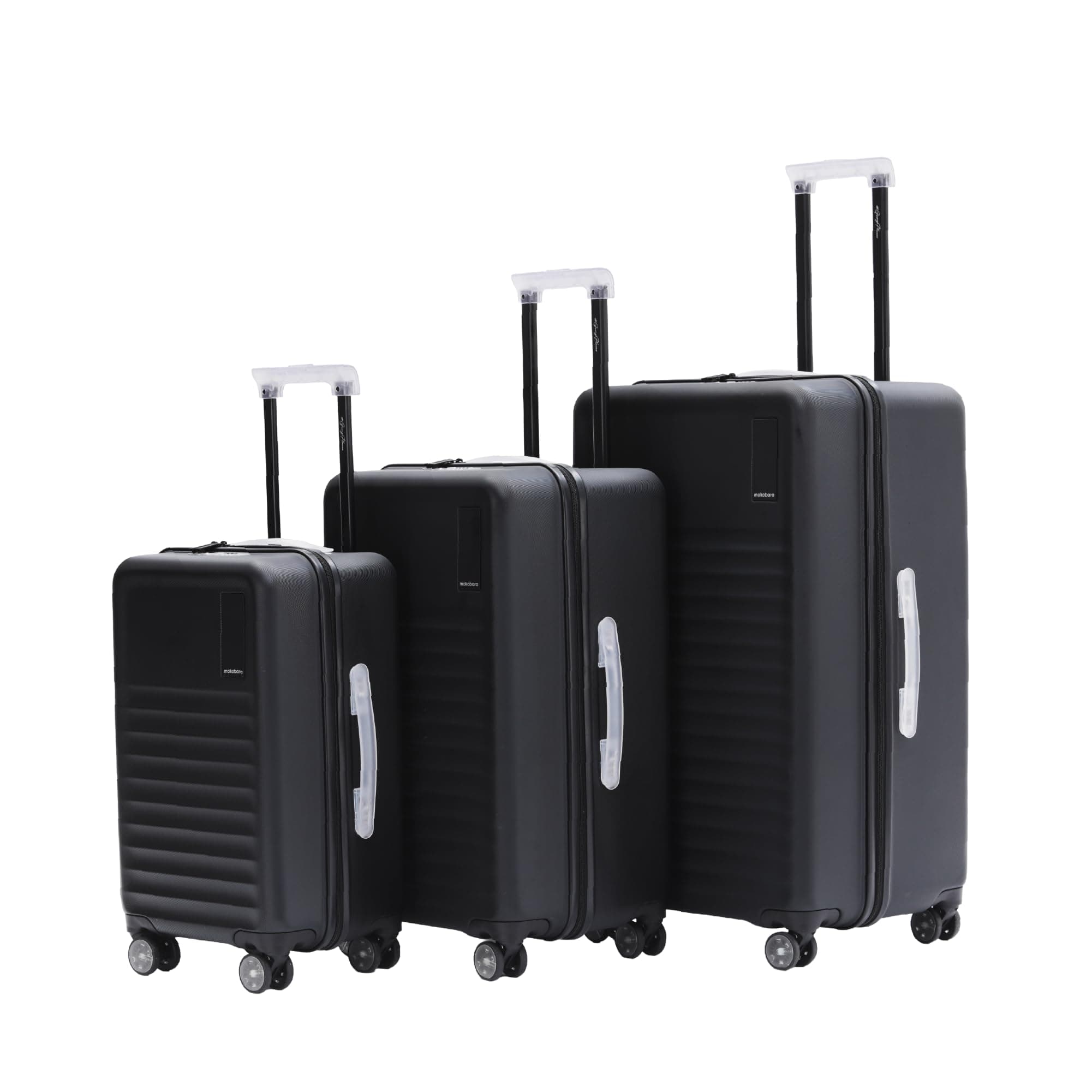 MOKOBARA Aisle Trunk Set of 3 Trolley Bag (55.5cm 65cm 76.5cm) Black | Cabin 40L Check-in 70L Check-in Large 105L Polycarbonate Hardshell Frosted Hardware TSA Lock 8 Silent Wheels 30+ Days Travel