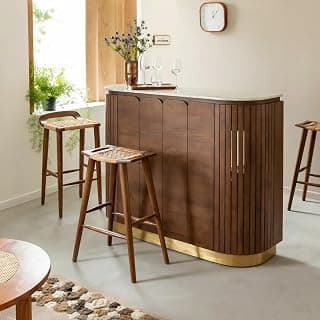 The Attic Carlston Bar Cabinet,Hard and Soft Drinks Bar Storage Cabinet,Wine Wisky Scotch,Bar for Home,Solid Mango Wood,Provential Teak Matte Finish