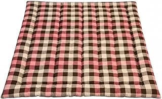Hb Msala Single Bed Cotton Filled Quilt Mattress Gadda - Soft & Reversible, Foldable Lightweight (3 x 6 ft or 72 x 36 Inch) - Black Red Check Pattern - Model: P-2