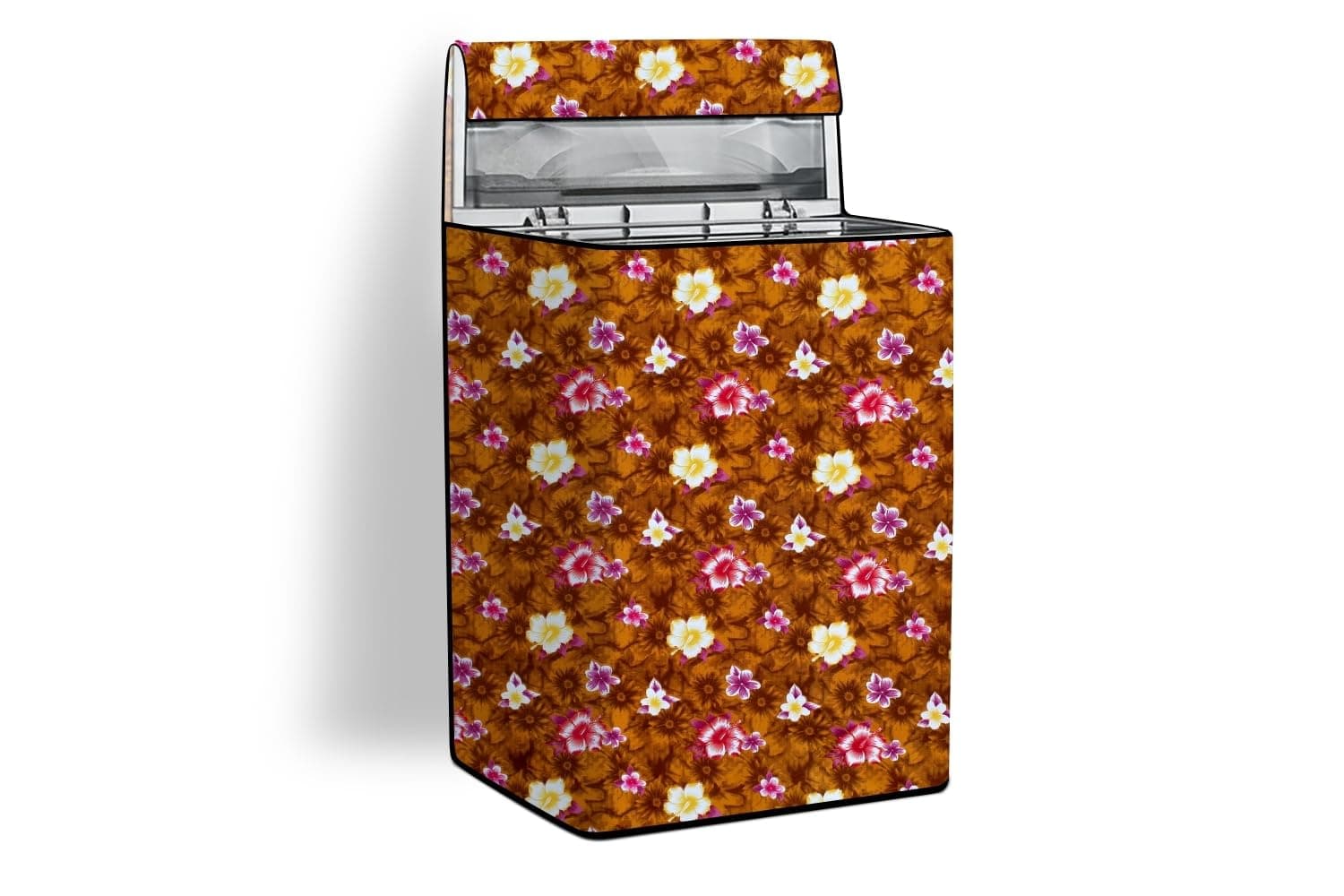 Stylista Polyester Washing Machine Cover Compatible for Whirlpool 7.5 Kg Fully-Automatic Top Loading 360° Bloomwash Pro, Floral Yellow