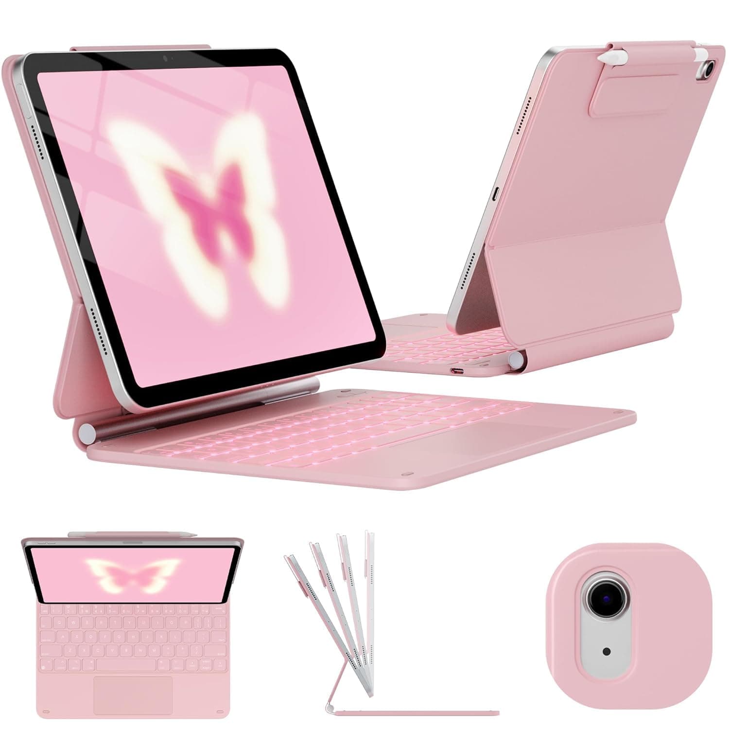 typecase Edge for iPad A16 (11th Gen) & iPad 10th Gen with 11-Color Backlit & Gesture Touchpad, Magic Style Floating Cantilever Magnetic Keyboard (NOT FIT to Air 11/5th/4th/Pro 11) - Pink'26
