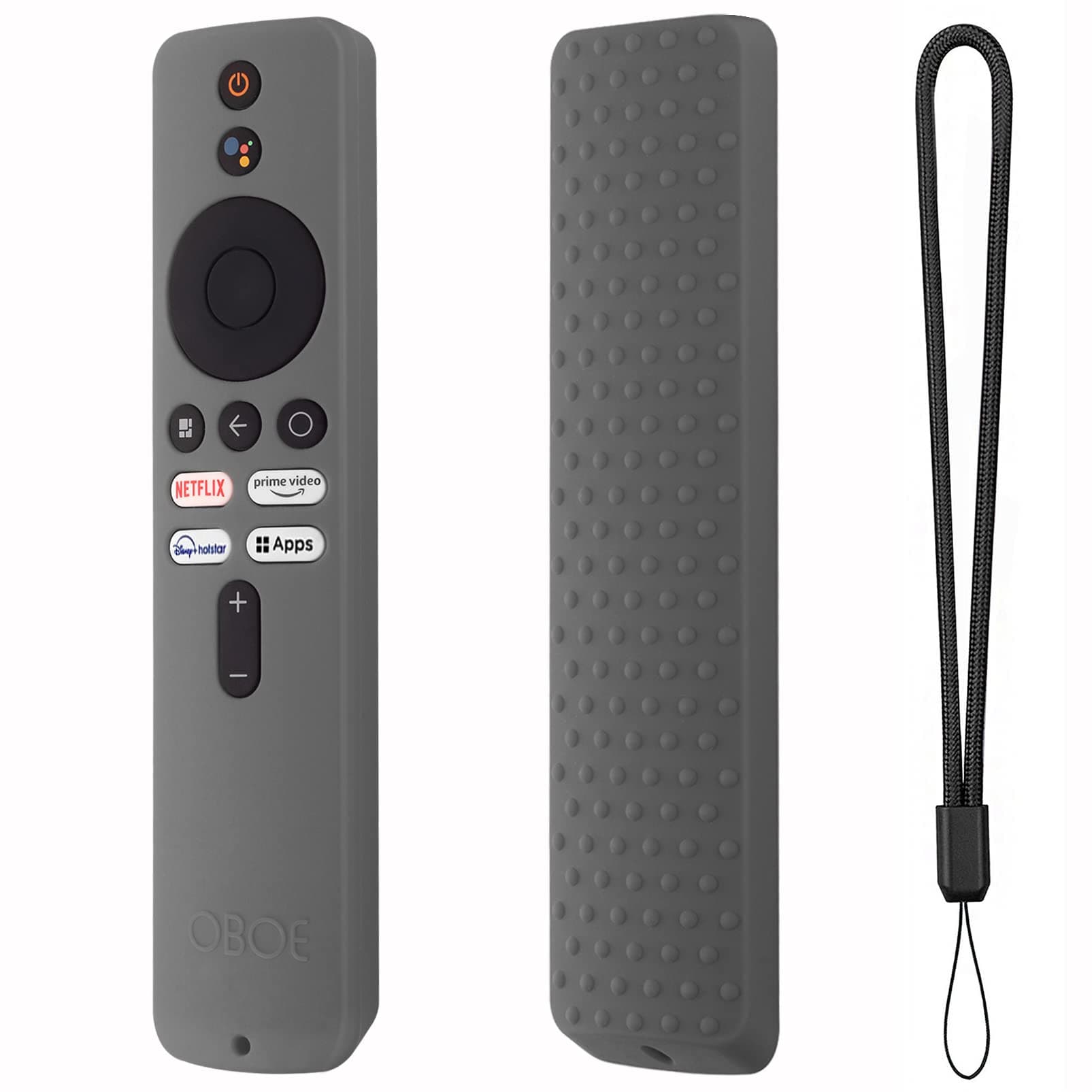 Oboe Silicone Tv Remote Cover Compatible with Redmi Tv 4k Ultra 43 inch/Xiaomi Mi OLED Series 55 inch/Xiaomi 5A Series 32/40/43 inch Remote Cover with Lanyard (Dark Grey) [Remote NOT Included]
