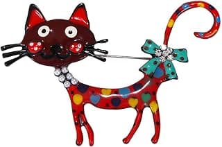 Enamel Pins, Fun Cat Red Brooch Pin for Women, Stylish Badges for Bags and Sarees, Unique Gift for Collectors and Fashion Lovers