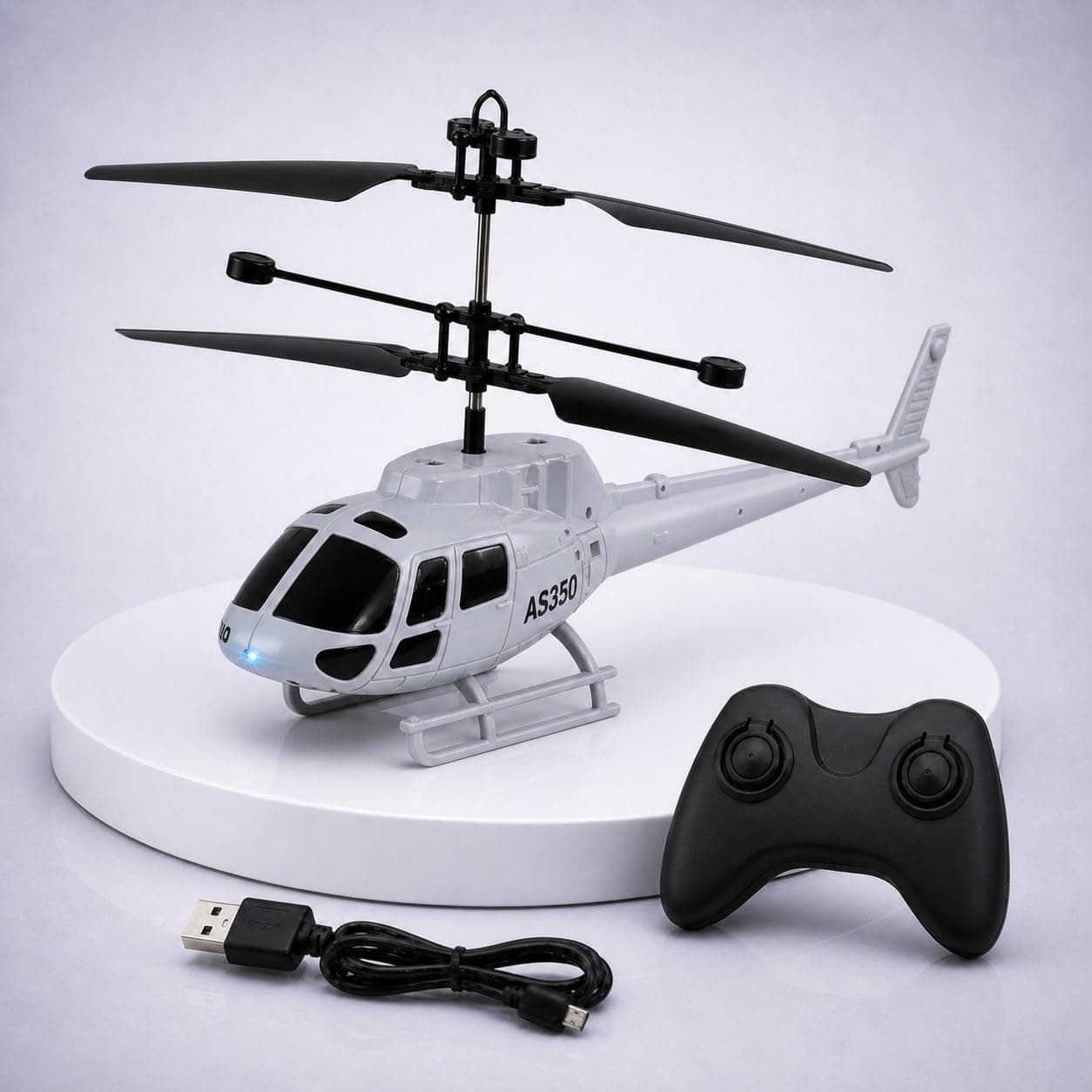 KIDZYMON® RC Helicopter with Hand Gravity Sensor, Flying Remote Control Helicopter Toy, Rechargeable, 3D Light & Safety Sensor for Kids Age 4+ Years, Pack of 1, Military Black Remote