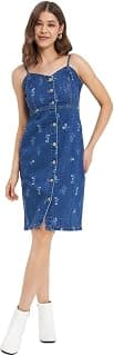 Madame Blue Denim Dress for Women in Cotton