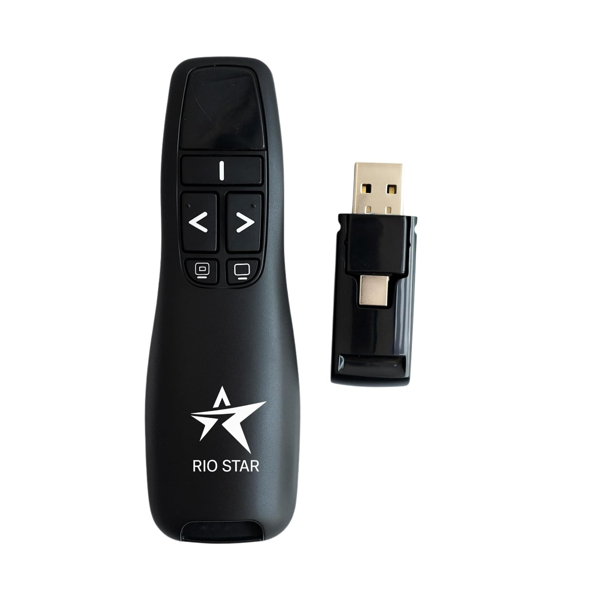 Rio Star Slide Changer Laser Pointer for Presentation Wireless PPT Presenter with USB Receiver 2.4GHz USB Receiver Slide Changer 2 in 1 USB and Type-C Receiver Gift for Teachers Gift for Professors