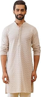 Jompers Men's Pure Cotton Regular Fit Casual Sequin Embroidered Kurtas