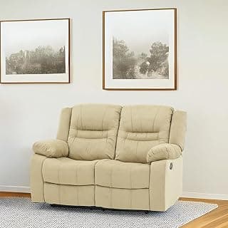 Royaloak Melaka Malaysian Fabric Recliner 2 Seater | Tufted Design with High-Density Foam & Plush Armrests | Smooth Manual Reclining Chair with Sturdy Metal Base & Pocket Springs Support