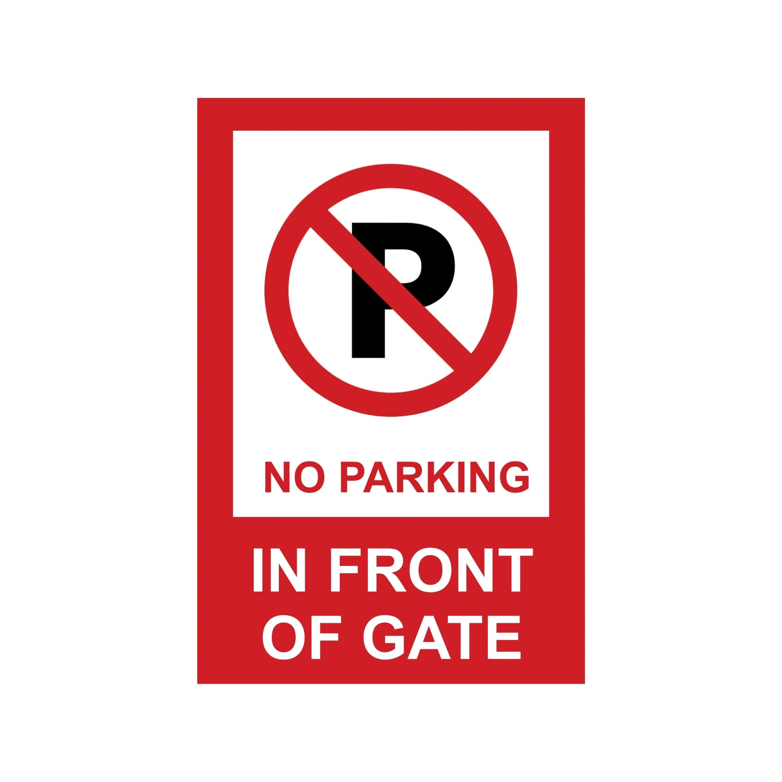No Parking In Front of Gate Sign Board for House & Society | Premium 5 mm Thick PVC Adhesive No Parking Notice Plate | Waterproof, Weatherproof & Long Lasting Parking Warning Wall Sign | Easy Peel & Stick Board for Home, Office, Shop & Commercial Use