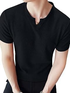 TAGDO Men's Waffle Knitted V Neck|T Shirt for Man|Waffle|Cotton|Casual| Regular Fit Tees (2012)