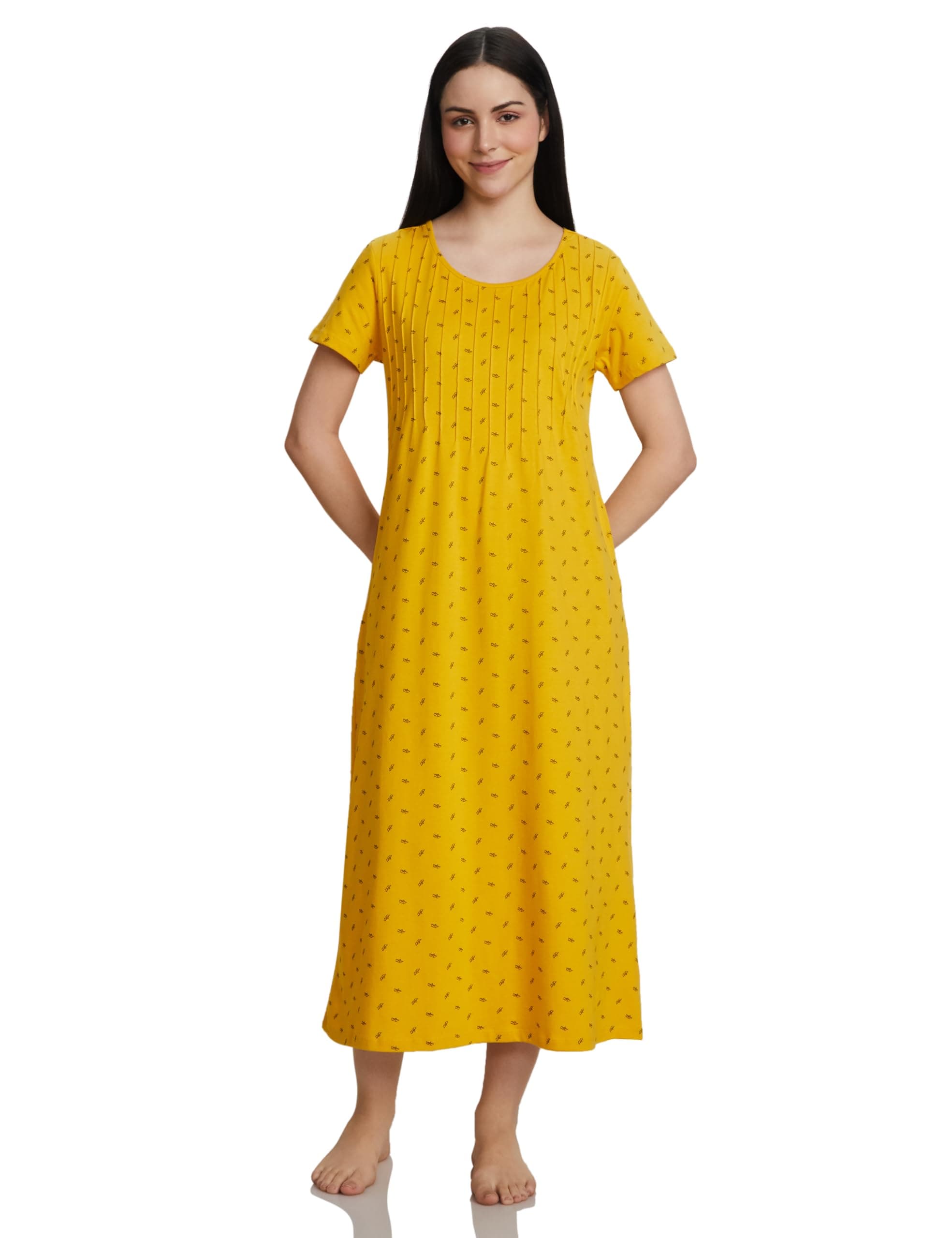 Amazon Brand - Symbol Women Cotton Ankle Length Regular Fit Nighty | Night Dress (Available in Plus Sizes)