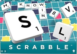 Games Classic Scrabble, Original Crossword Board Game, English Version, Family Board Game for Adults and Kids, Word Game for 2 to 4 Players, Ages 10 and Up,