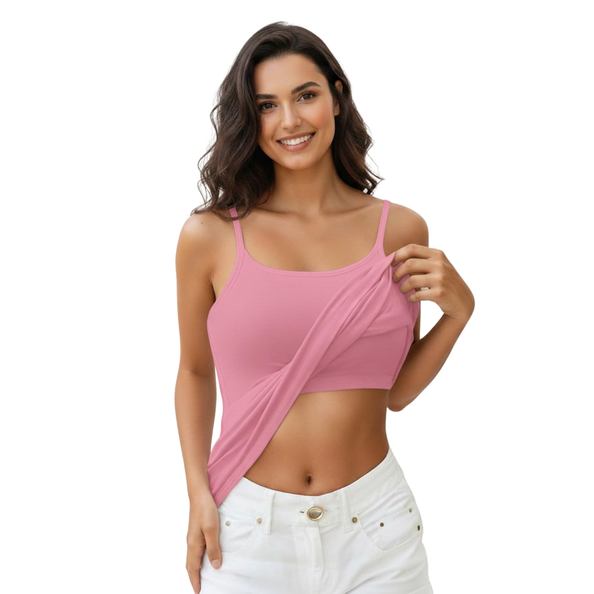 Fshway Women's Shelf Bra Camisole Tops Adjustable Spaghetti Strap Cami Tank Cotton Undershirts