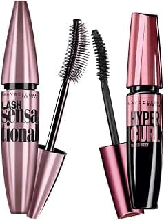 Maybelline New York Hypercurl Mascara Waterproof, Black, 9.2Ml And Maybelline New York Lash Sensational Waterproof Mascara, Black, 10 Ml
