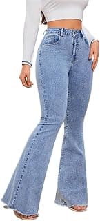KOTTY Women's High Waist Flared Fit Stretchable Denim Jeans for Casual