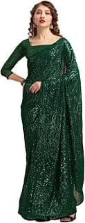 Kashmora Green Embroidered Pure Georgette Sequinned Party Saree with Unstitched Blouse Piece for Women | Stylish & Elegant Design | Ideal for Weddings, Parties & Special Occasions(SABYASACHI-GREENK)