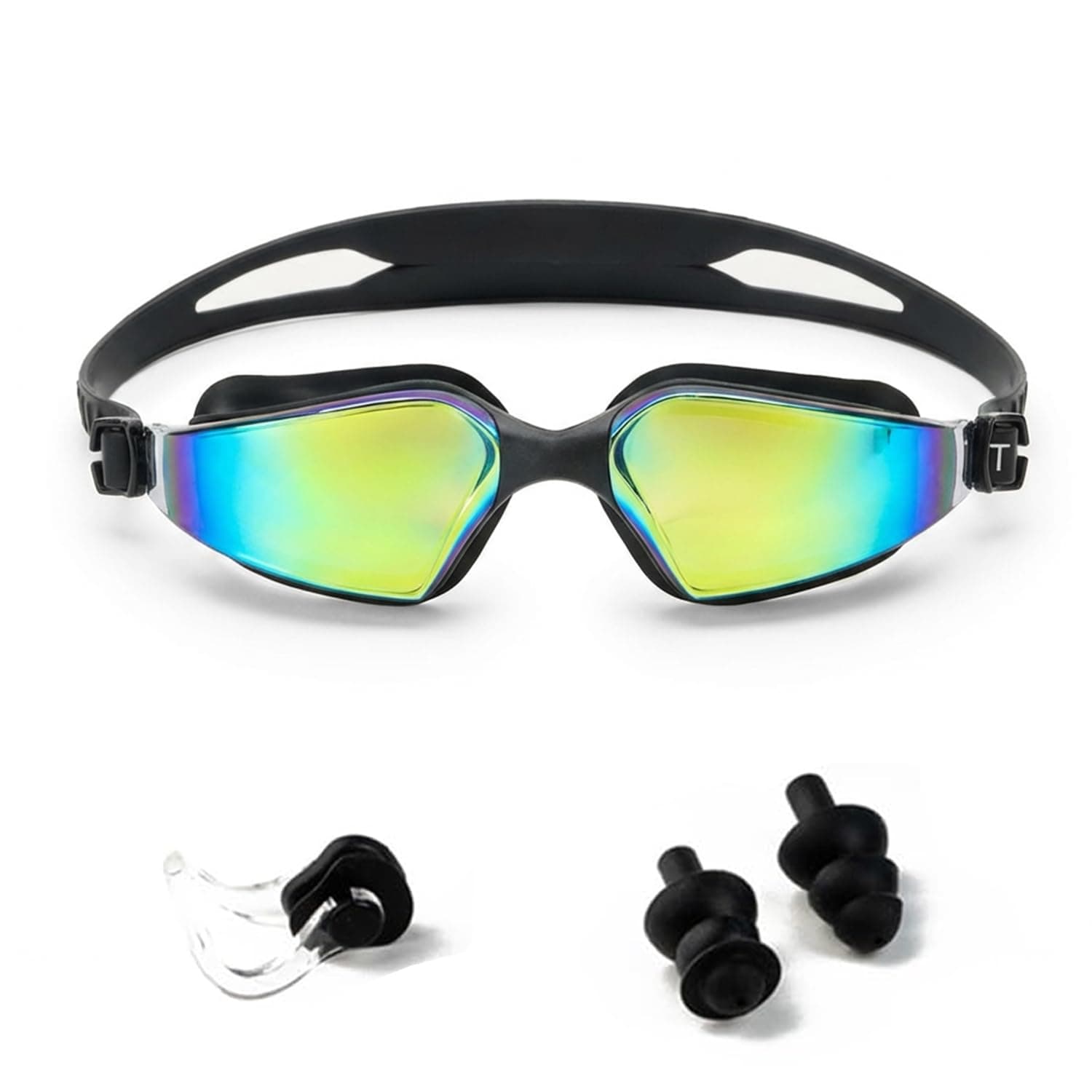 Boldfit Swimming Goggles for Men & Women With Adjustable Strap, Swimming Goggles for Women Air Tight & for Adults With Ear & Nose Plug Set- Black