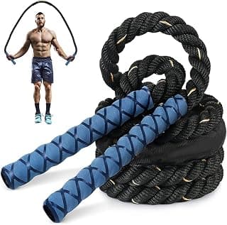 PROBEROS 2.8 m Weighted Jump Rope for Adults, 1.2 Kg Weighted Skipping Rope, 25mm Thick Pro Training Rope with Anti-Sweat EVA Foam Handles, Pro Workouts for Strength, Endurance & Cardio Fitness, Blue