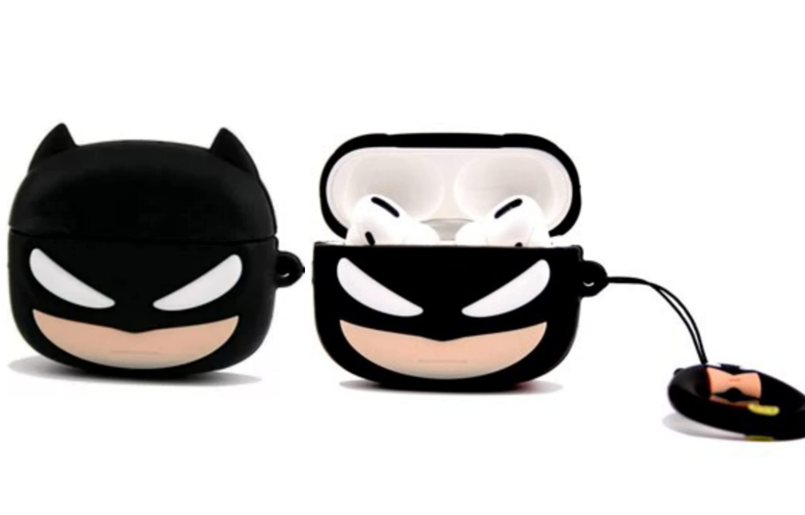 Meyaar Cute Silicone Case Cover Only Compatible with Apple Airpods Pro,with Strong Keychain (Only Silicone Cover,Bat) Black