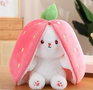 YBN Rabbit with Chain Reversible Bunny Rabbit Soft Stuffed Toys for Girls Boys Baby Kids | Doll, Teddy Bear plushies, Animal Toy | Strawberry/Carrot Shaped Pink Colour | Valentine's Gift