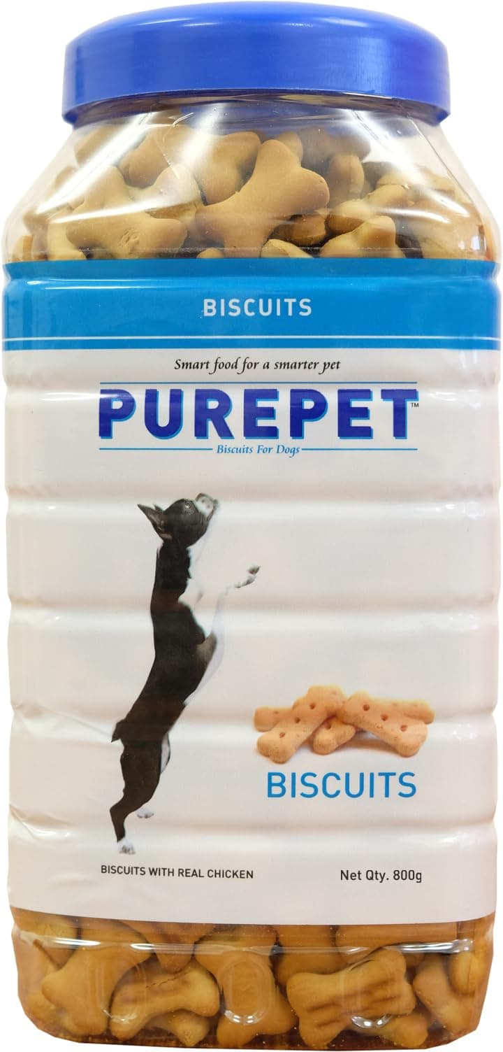 Purepet Dog Treats Biscuits 800g Pack | Milk Flavour | Active Behaviour | Oral Health | Training and Behaviour | Healthy Immune System (All Life Stages)
