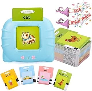 Talking, Rechargeable, Electronic Flash Cards Learning Toy, 110+ Interactive Double Sided Montessori Cards for 2–5 Year Old Boys, Educational Toy for 3 Year Old, Birthday Gift for Kids