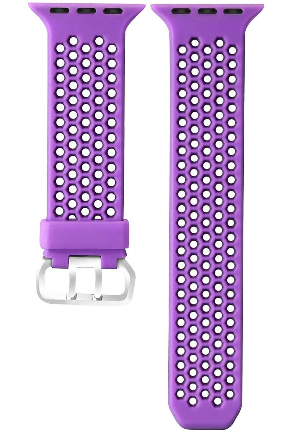 OBOE 38/40mm Premium Silicone Sporty Look Dual Color Breathable Strap Air Hole Design Replacement Band Compatible with Apple Watch iWatch Series 5/4/3/2/1 (Purple)