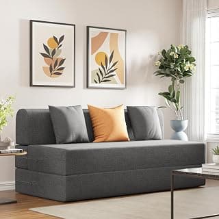 Wakefit Polyester Sofa Cum Bed | 5 Year Warranty | 3 Seater, Sofa Bed 6 X 5 Feet, Foldable Sofa Cum Bed with 2 Cushion - Flipper (Warpknit: Grey)