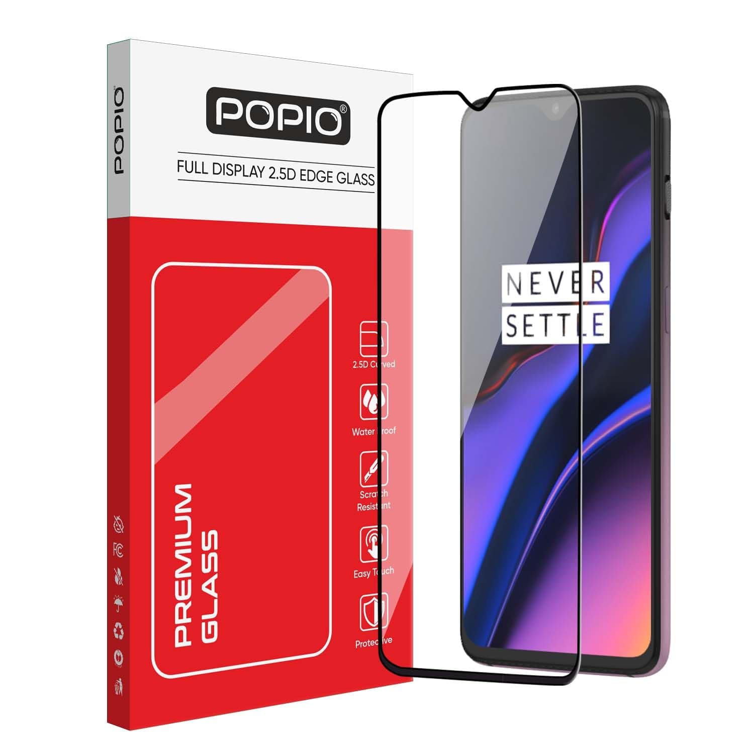 POPIO Military-Grade Gorilla Tempered Glass For OnePlus 6T / OnePlus 7 | 9H Hardness, Edge-to-Edge, Bubble-Free