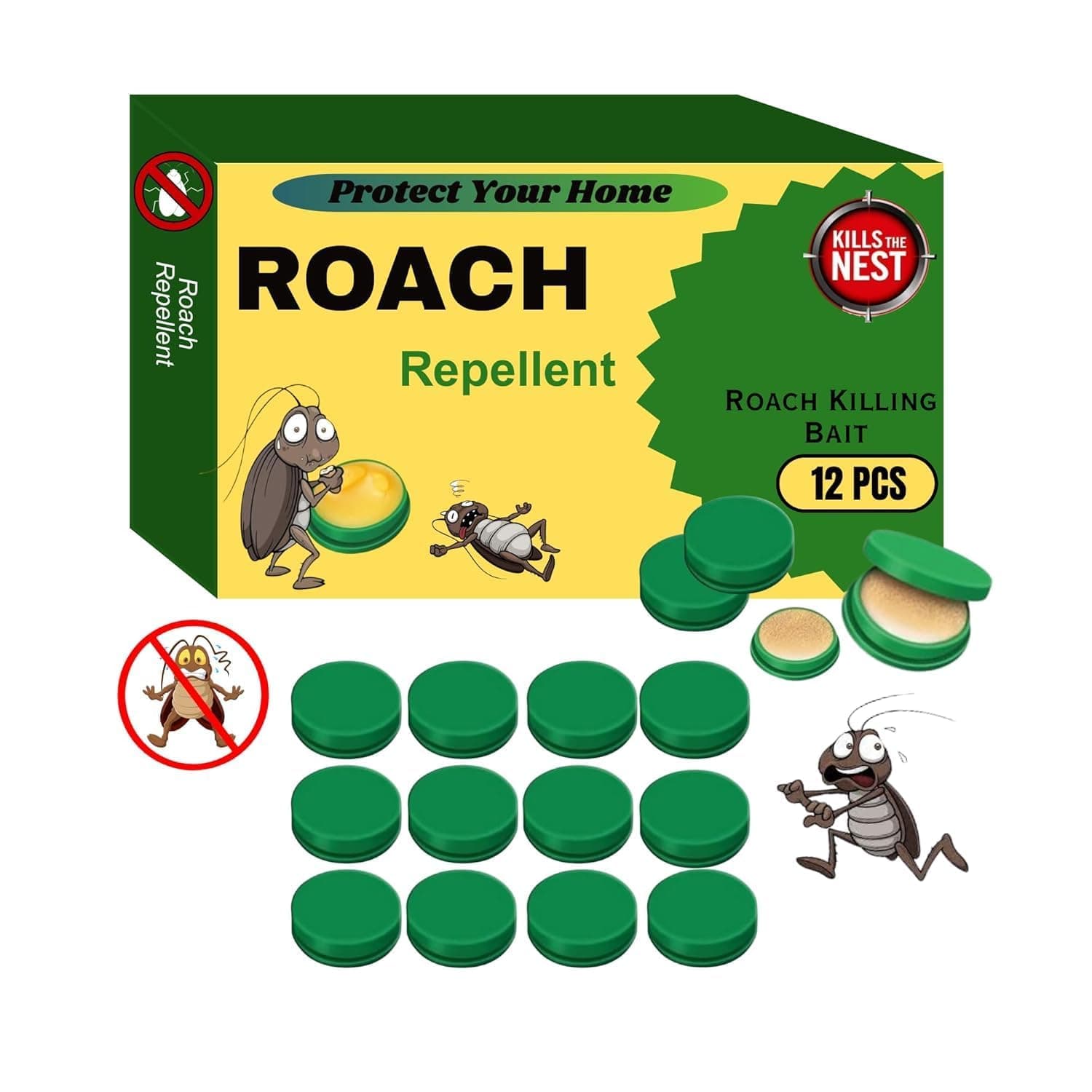 Cockroach Killer Bait Gel for Home – Natural Plant-Based Roach Control with Bait Stations – Odorless & Mess-Free Cockroach Repellent for Kitchen, Bathroom & Cabinets (30)
