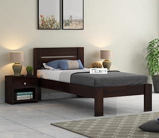 Yung Single Sheesham Wood Bed for Bedroom | Sheesham Wood Bed | Solid Wood Bed | Bed for Home | Bed Without Storage| Single Size Bed | Bed for Living Room | Bedroom Furniture (Dark Brown)