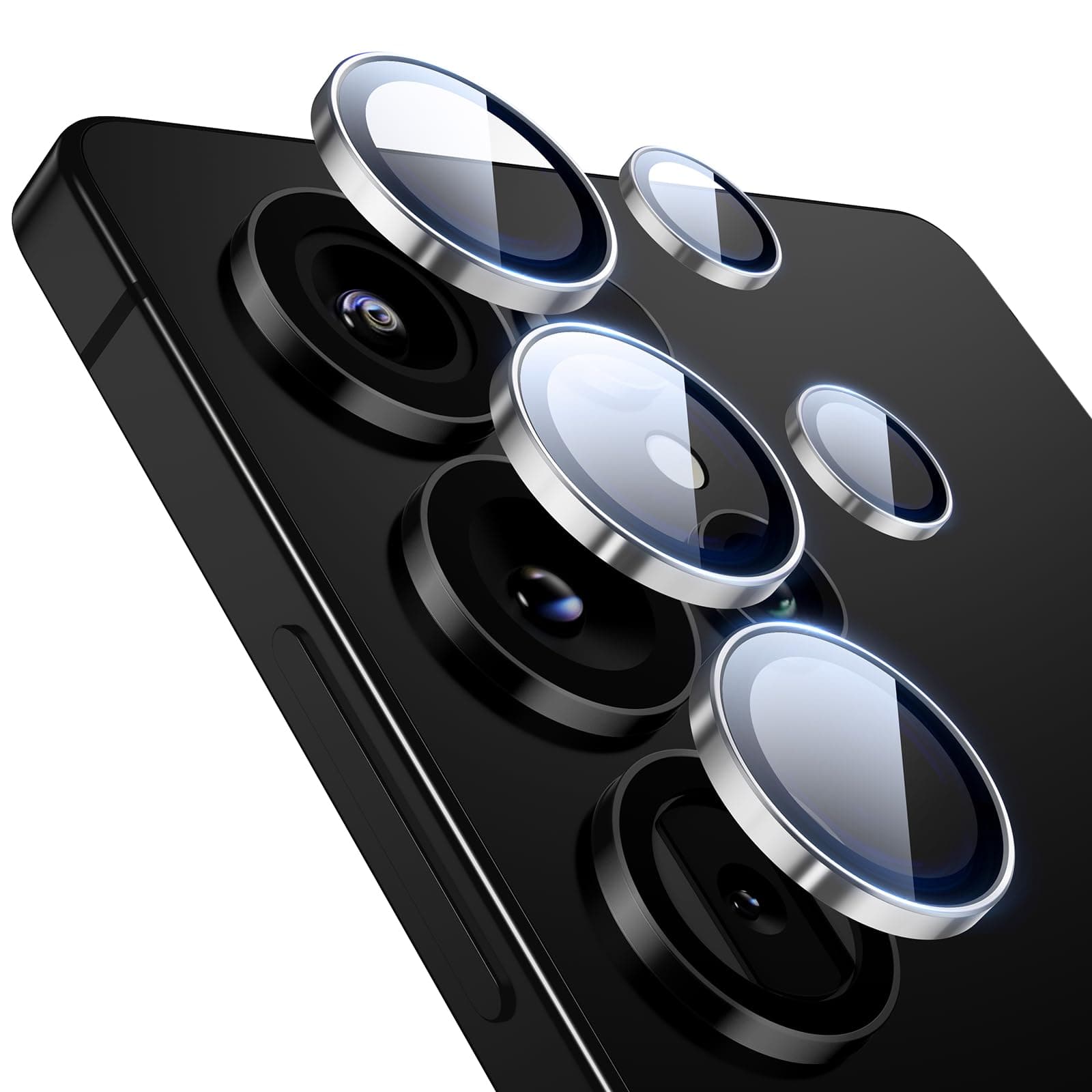 ESR for Samsung Galaxy S25 Ultra Camera Lens Protector, Individual Lens Protectors, Scratch-Resistant Tempered Glass with Aluminum Edging, Samsung Galaxy S25 Ultra Case Friendly, 1 Set, Sliver