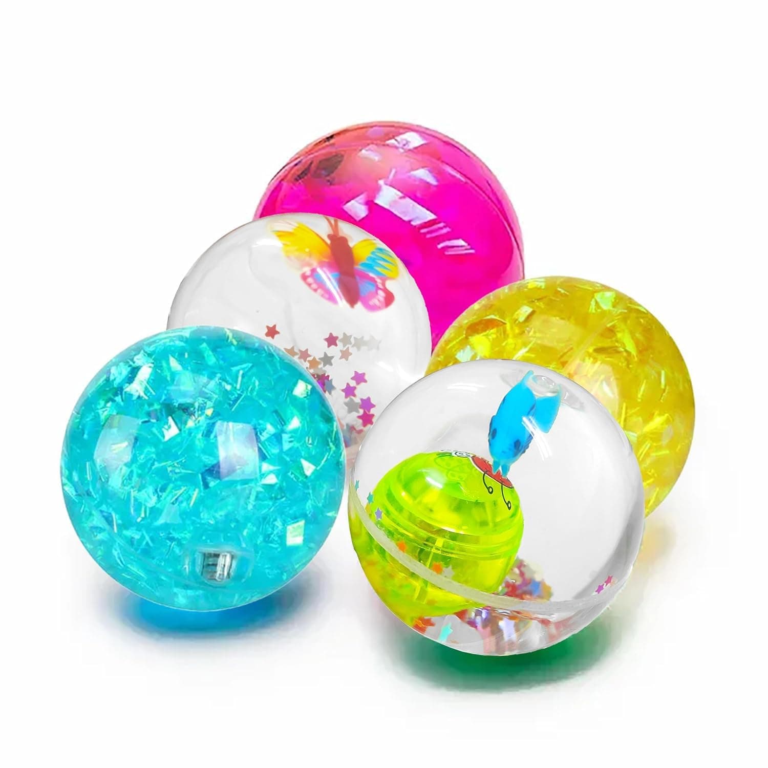 4NEwBiES LED Flashing Bouncing Ball for Kids, Fun Toy for Toddlers and Kids, Transparent Water Filled Rubber, Pack of 3