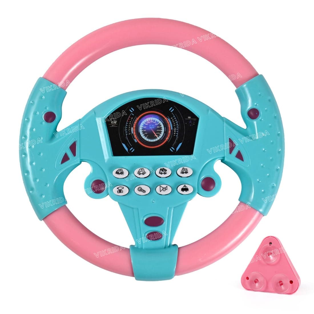 VikriDA Pretend Adventure Steering Wheel for Kids | Early Education Driving Toy with Light Music (Pink)