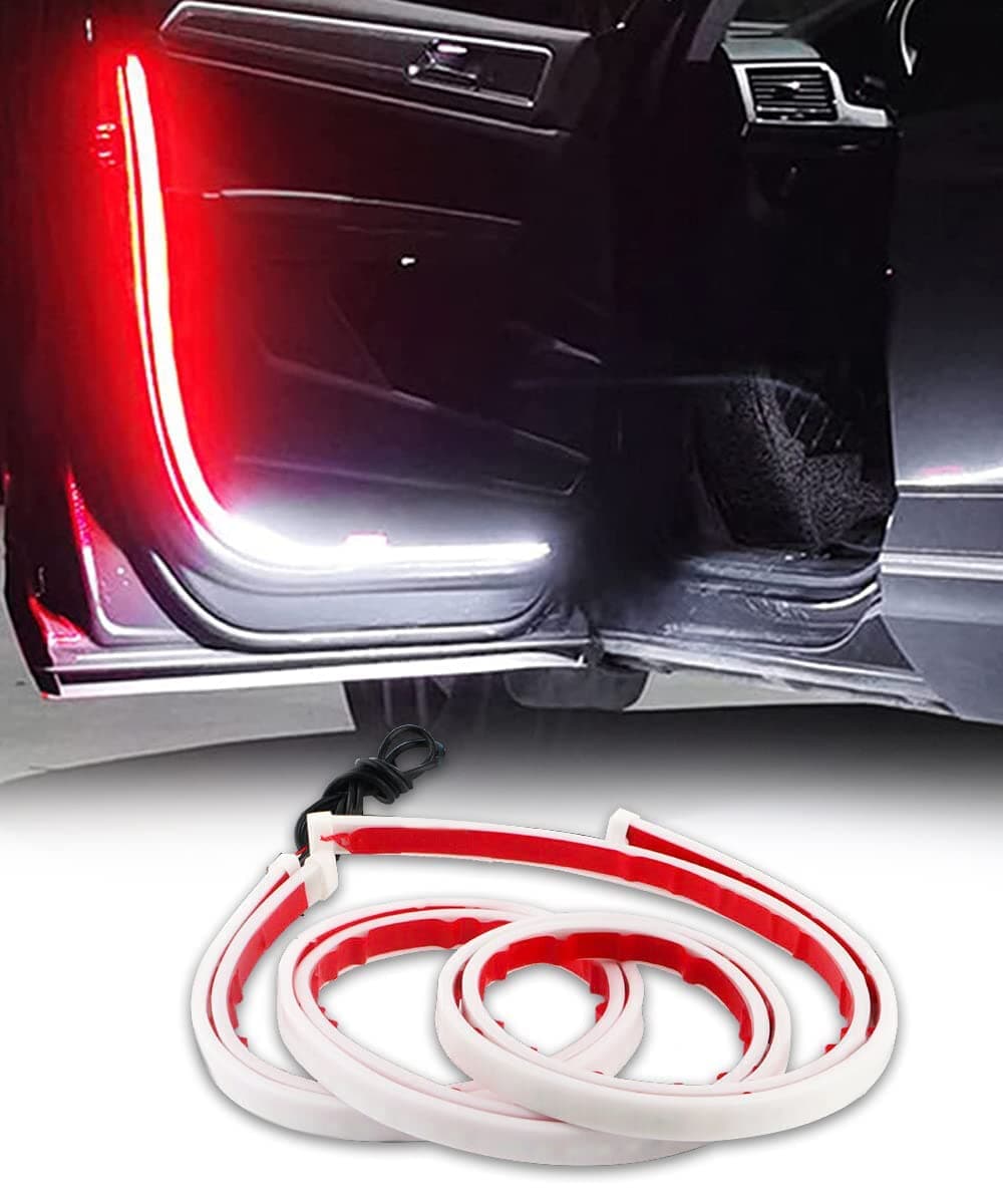 CCE Car Door Opening Warning Flasher Light 144 LED Interior Strobe Anti Rear-End Collision Safety Light for Car, SUV, Truck (Set of 2) (Red & White)