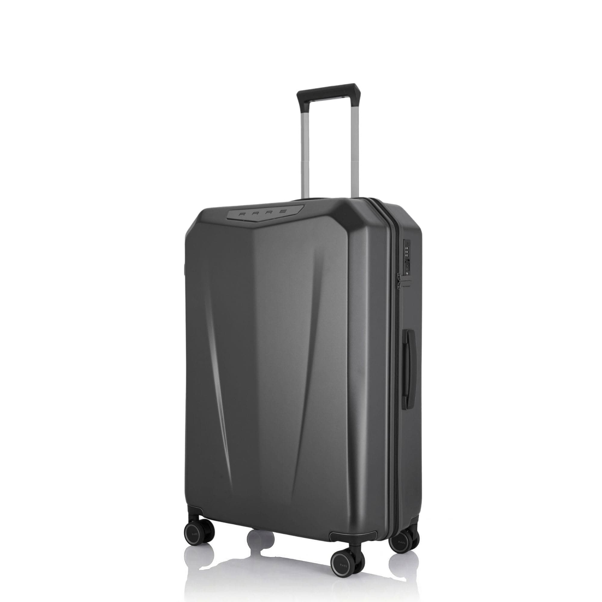 Rare Rabbit Gallardo Medium Size Matte Grey Hard Trolley Bag Polycarbonate Antiscratch Travel Suitcase with 8 Silent Wheels and a Sturdy TSA Lock - Luggage for Men & Women