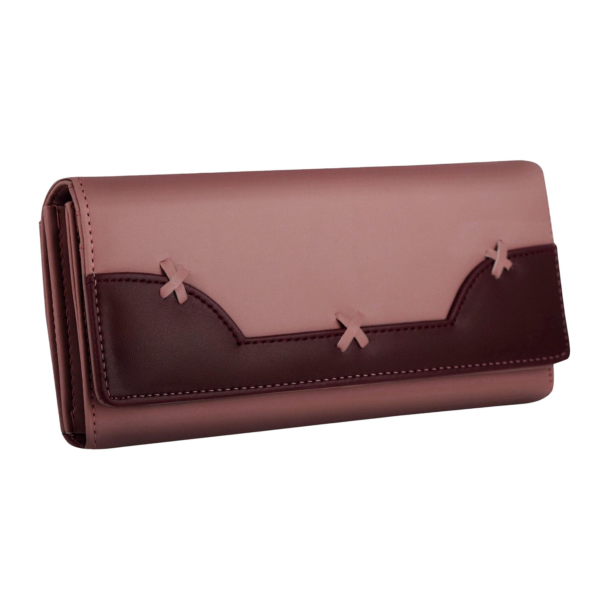 ALSU Women's Wallet Peach | Made with Vegan Leather Material | Carefully Handcrafted | Clutch Purse with Multiple Compartments, Phone, 6 Card Slots & Zipper Pocket with Button Closure (jln-008pch)