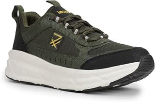 Liberty Leap7x Mount-E Men Sports Running Shoes - Black & Olive Green | Comfortable and Durable Lace-Up Closure - Suitable for Lacing Walking, Gym, Jogging and Outdoor Shoes for Man